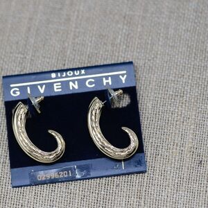 Givenchy Bijoux Gold Tone Textured curved half hoop Earrings chunky
